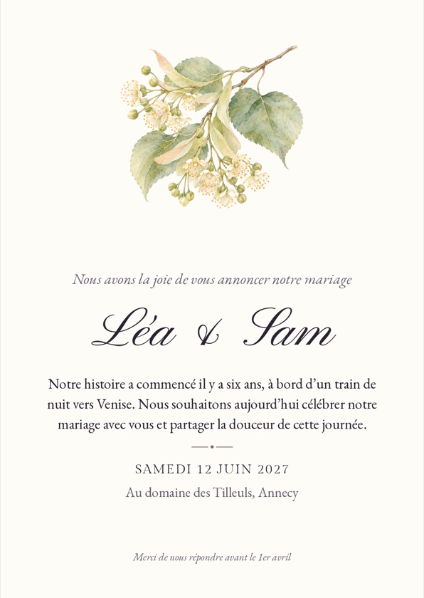Le faire-part illustré de Léa et Sam